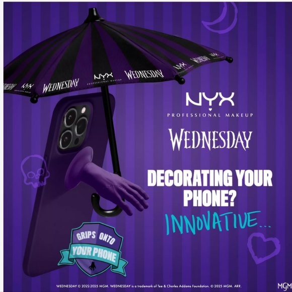 NYX Other - NYX Limited Ed. Wednesday Purple Grip Phone Case with Umbrella Graphic